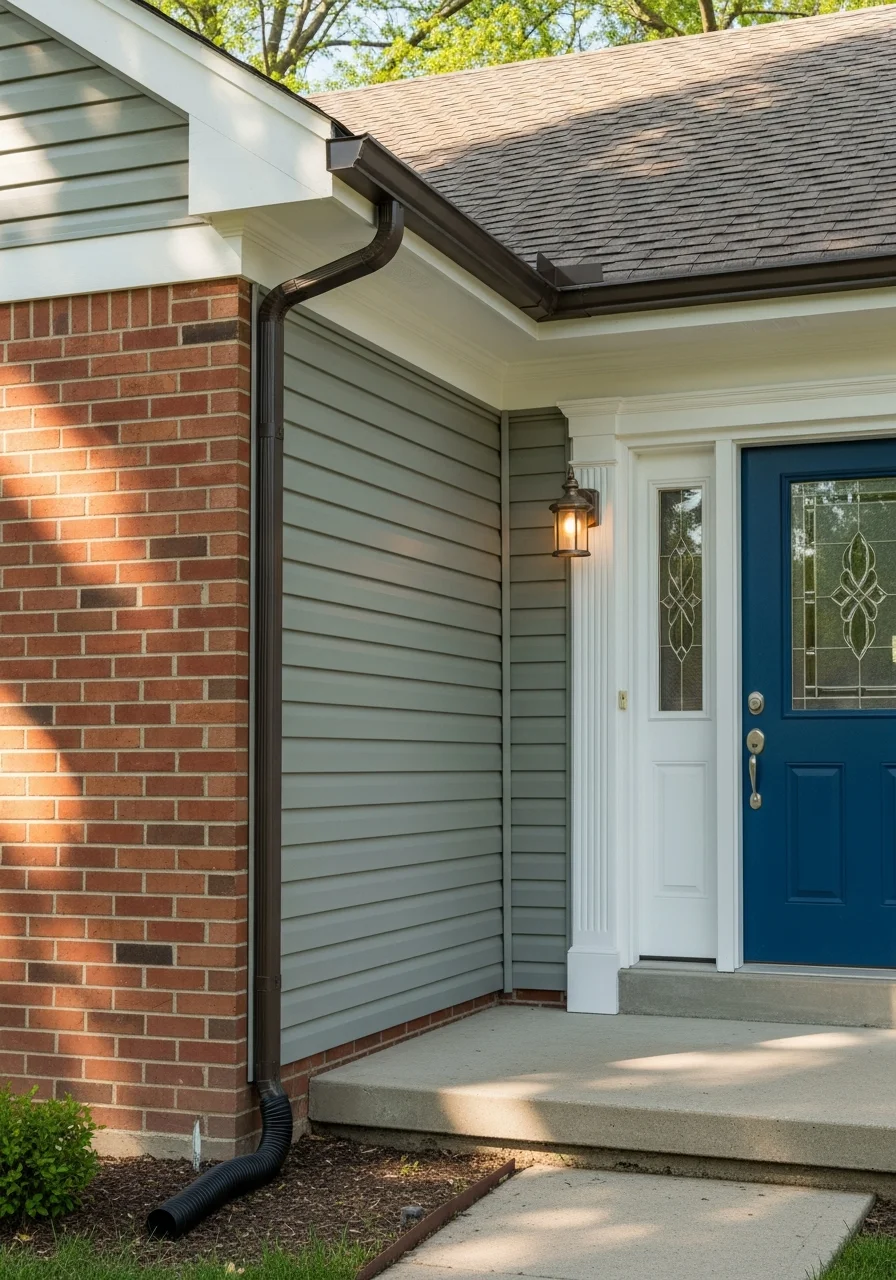 Detail shot of a Dayton home's entrance and facade demonstrating quality workmanship.