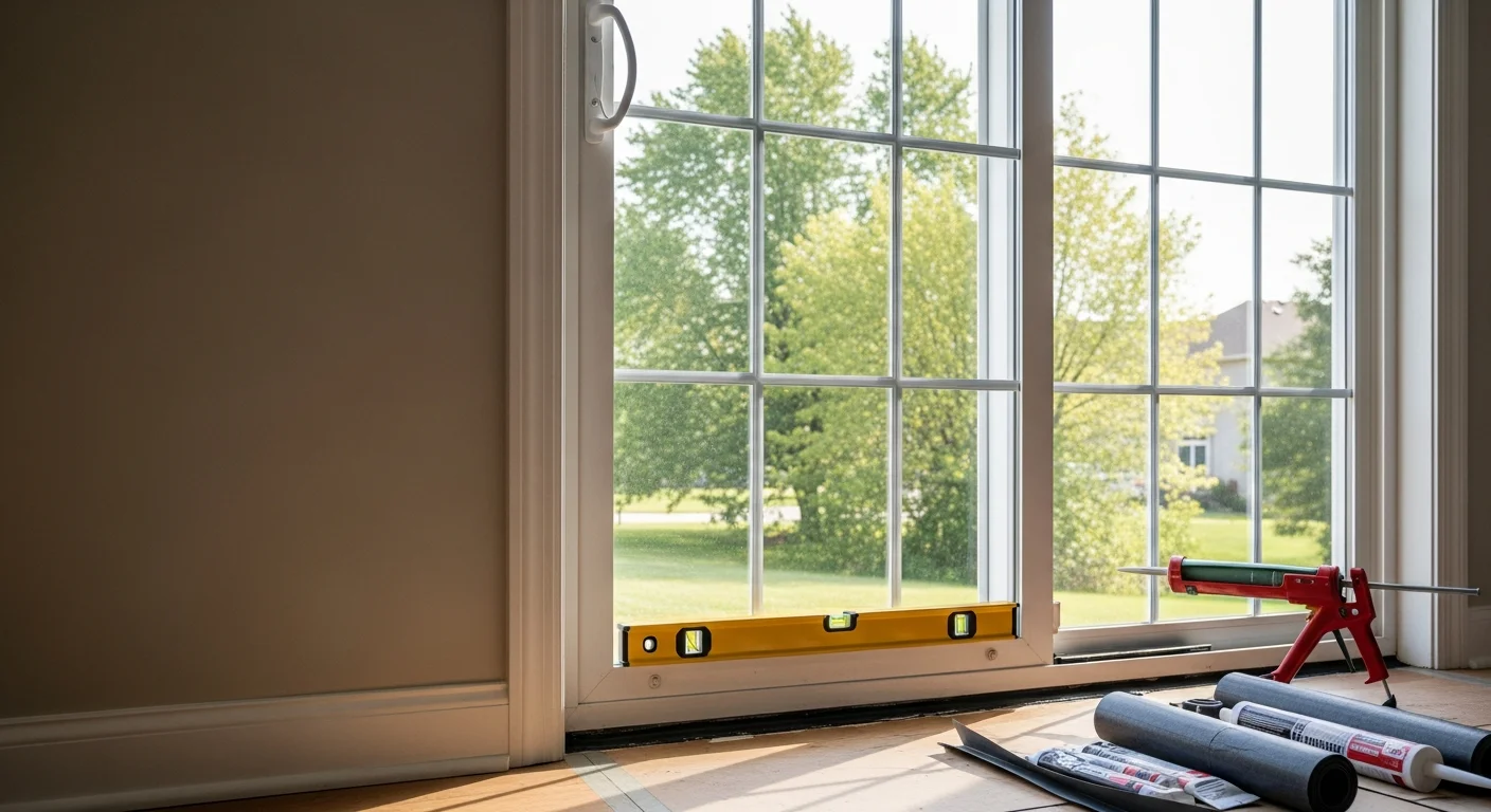 A newly installed patio door on a residential home in Dayton, Ohio, showing clean frame lines and weathertight seal.