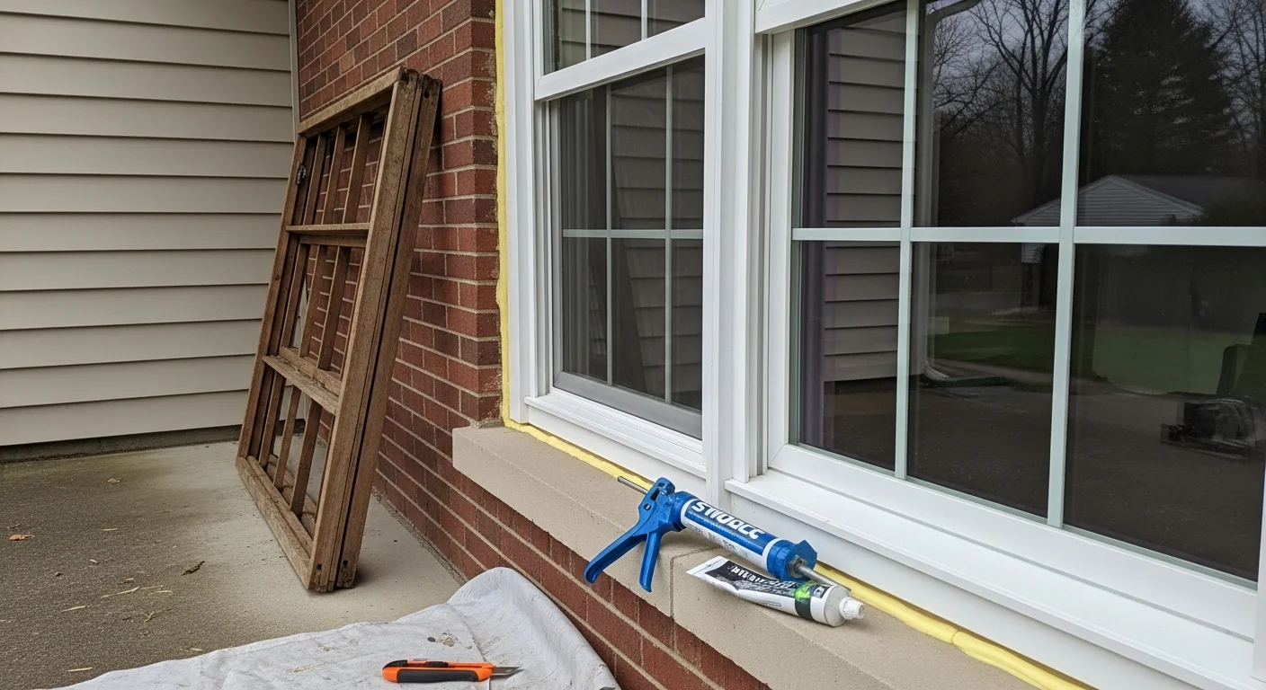A Smart Exteriors technician installing a new window on a residential home in Dayton, Ohio, ensuring a level, weathertight fit.